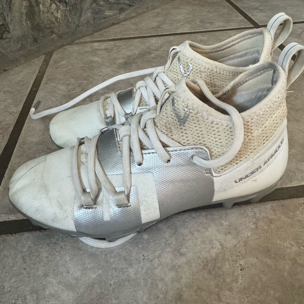 Under Armour White and Silver football cleats